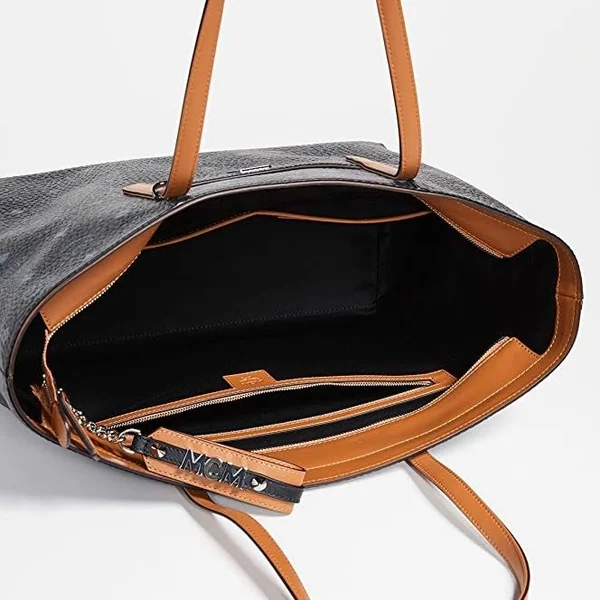 MCM Women's Anya Logo Print Leather Shopper Tote - Black