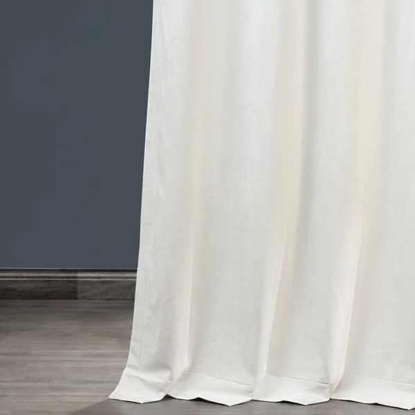 Caspian Blue Plush Velvet Hotel Blackout Curtain, Half Price Drapes