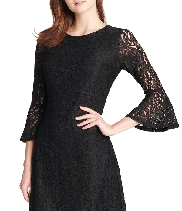 Tommy Hilfiger Lace Bell-Sleeve A-Line Dress - Black