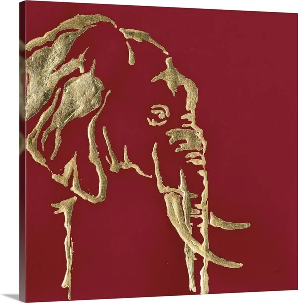 Gilded Elephant on Red, Canvas Wall Art, 20x20, Great Big Canvas