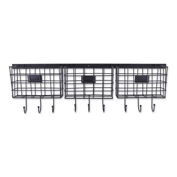 DII Black Farmhouse Wire Wall Organizer with Hooks