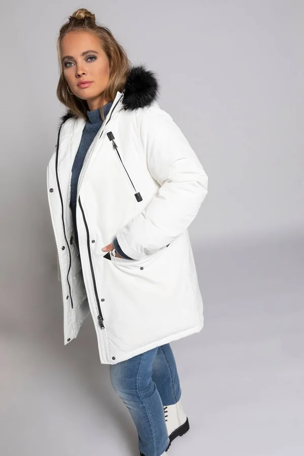 Plus Size Parkas - Woman, White, Size: 12/14, polyester/synthetic fibers, Ulla Popken