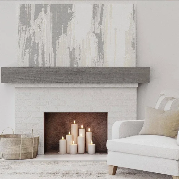 Ekena Millwork MANURS08X10X84BD 8x22H x 10x22D x 84x22W Rough Sawn Faux Wood Fireplace Mantel - Burnished Honey Dew