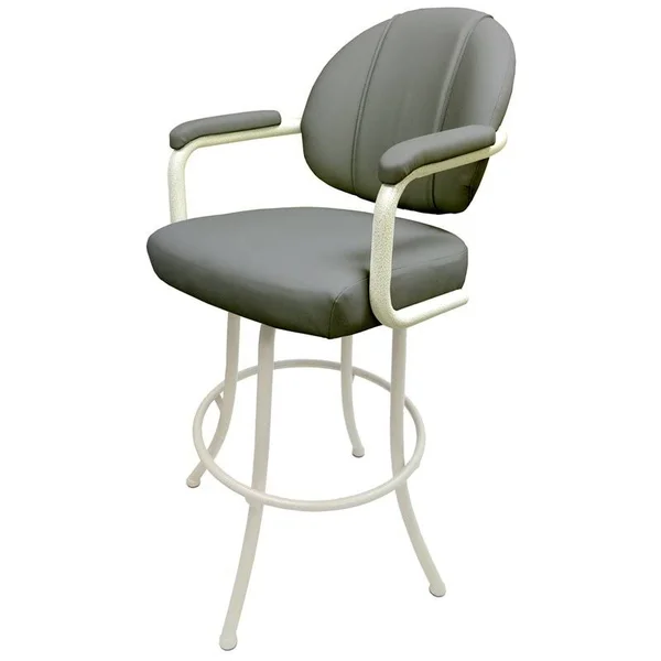 Tobias Designs 30x22 Vinyl Upholstered Swivel Bar Stool in Gray and White - m70_30BS_GR_wh