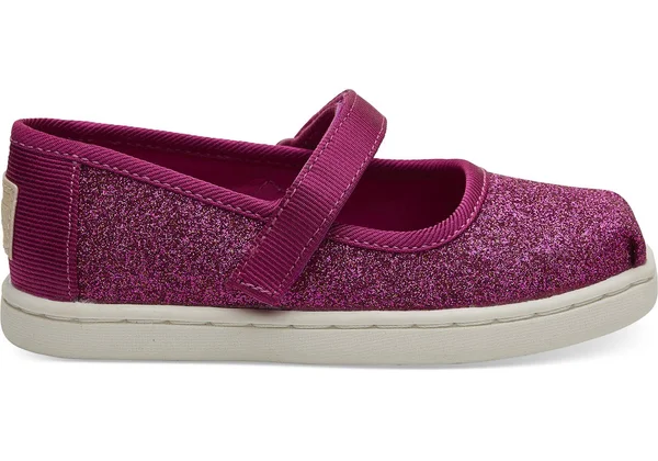 Toms - Tiny Mary Jane Fuchsia Iridescent Glimmer Flats