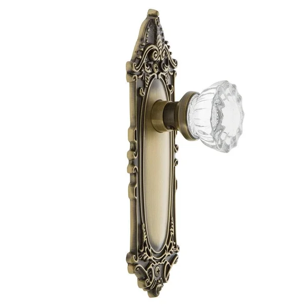 Nostalgic Warehouse 704117 Victorian Plate Double Dummy Crystal Glass Door Knob - Oil-Rubbed Bronze