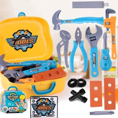 Shulemin Realistic Drill Kit Toolbox Suitcase Kids Pretend Play Handyman Educational Toy Drill Suitcase, Size: 10