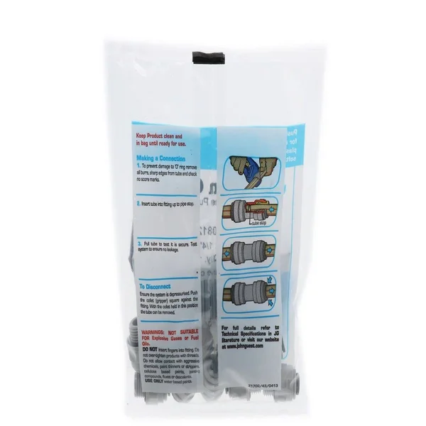 John Guest PI010812S-10PK Adapter - 1/4 in Tube Od, pk10