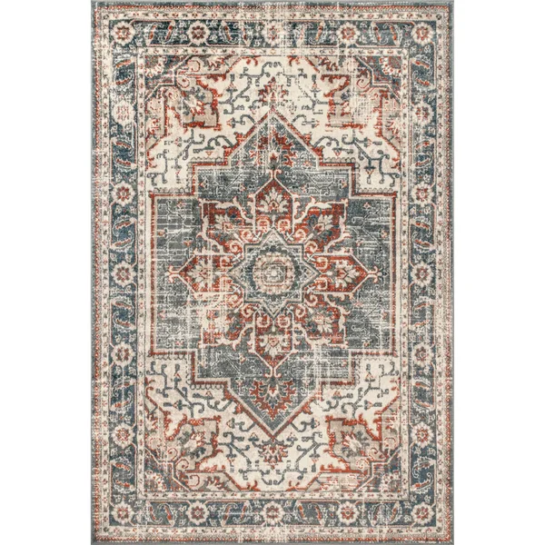 nuLOOM Luna 8 x 10 Blue Indoor Medallion Area Rug - OWLN03A-8010