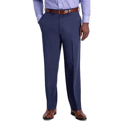 J.M Haggar Sharkskin Classic Fit Flat Front Dress Pant - 40 32, Blue