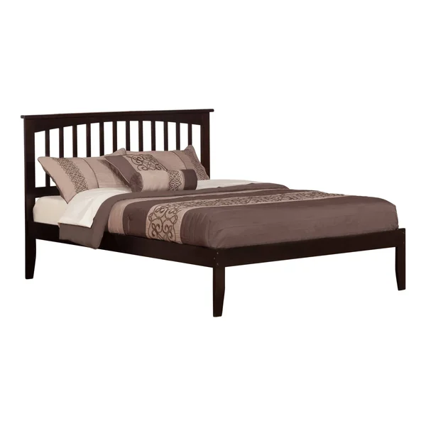 Atlantic Furniture Mission Queen Platform Bed with Open Foot Board in Espresso, Brown