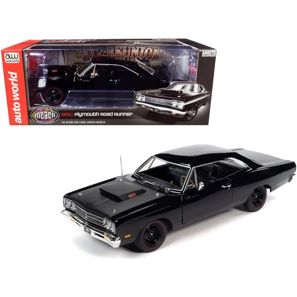 1969/5 Plymouth Road Runner Hardtop Black Velvet with Matt Black Hood Muscle Car