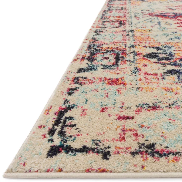Alexander Home Vintage Bohemian Pink/ Ivory Multi Medallion Distressed Rug - 4& x 5&7 inch - Multicolor