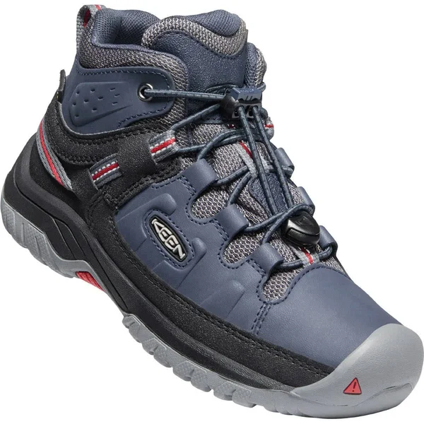 Keen Youth Targhee Mid Waterproof Shoe - 3 - Blue Nights - Red Carpet