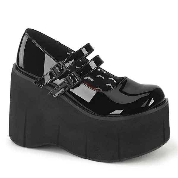 Demonia - Kera-08 Women's Double Strap Goth Platform Shoes White Vegan Leather, 10