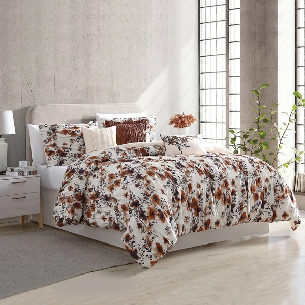 Modern Threads 6-Piece Printed Textured Comforter Set King Other Floral Ridge