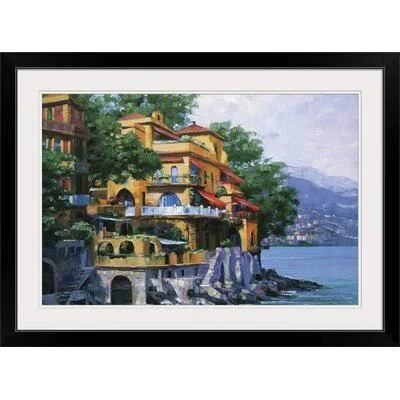 &Portofino Villa& Howard Behrens Painting Print Great Big Canvas Size: 28x22 H x 38x22 W x 1x22 D - Format: Black Framed