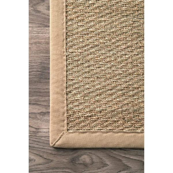 nuLOOM Handmade Fiber Cotton Border Seagrass Area Rug - 8& Square - Beige