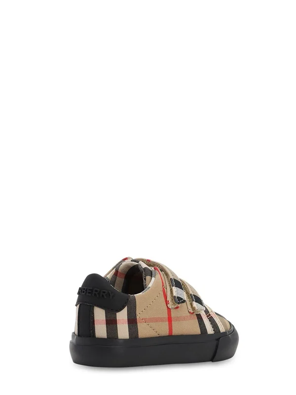 Burberry Unisex Mini Markham Check Low-top Sneakers - Walker, Toddler - Black