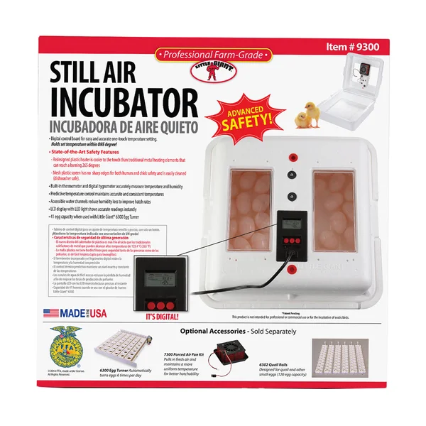 Little Giant 9300 Digital LCD Still Air Incubator for 41 Eggs, White