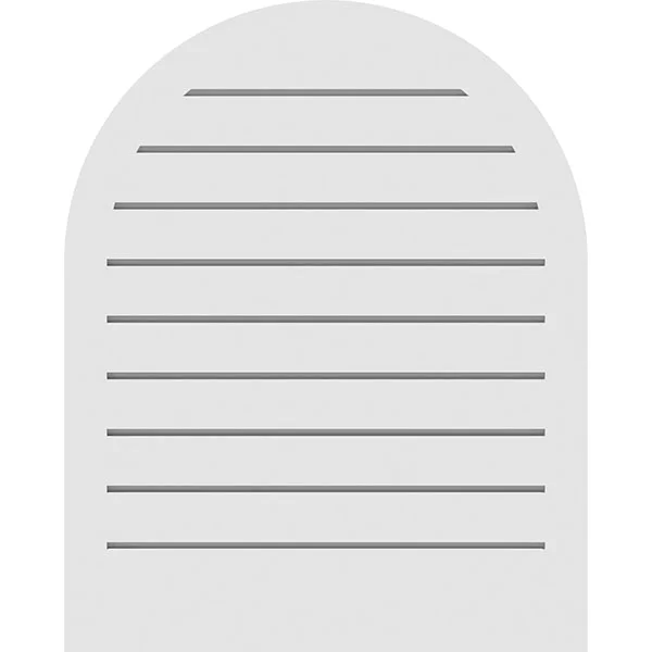 Ekena Millwork GVPRT16X3203SF 16x22W x 32x22H Round Top Surface Mount PVC Gable Vent: Functional, w/ 2x22W x 2x22P Brickmould Si