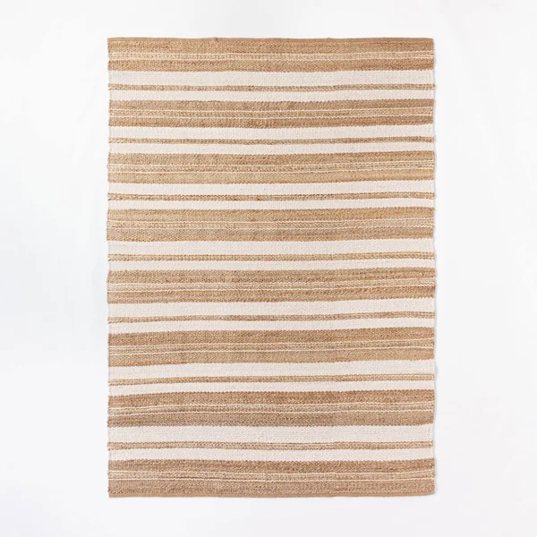 7&x10& Riverton Hand Woven Striped Area Rug Tan - Threshold Designed with Studio McGee