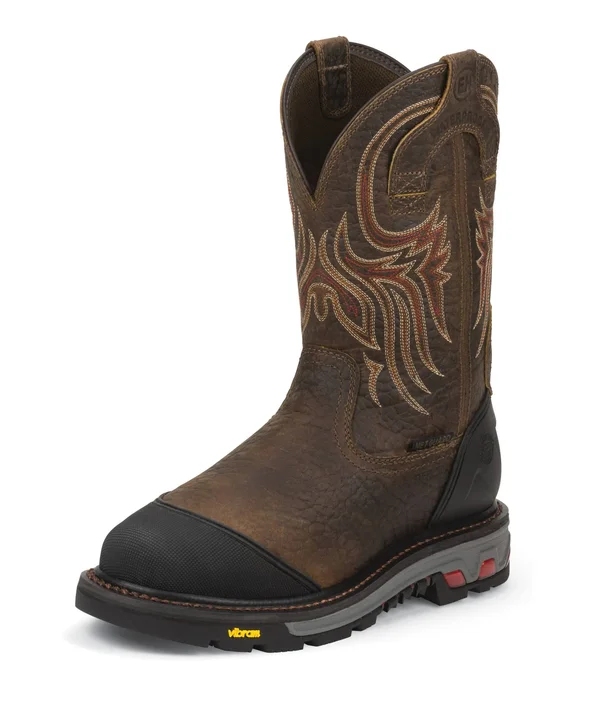 Justin Men's Borehole Mahogany Steel Toe Waterproof Boots - WK2114 14M