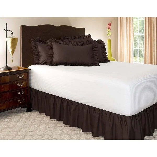 Ruffled Bed Skirt (Queen, Dove Grey) 21 inch Drop Bedskirt with Platform, Poly/Cotton Fabric, Available in All Bed Sizes and 16