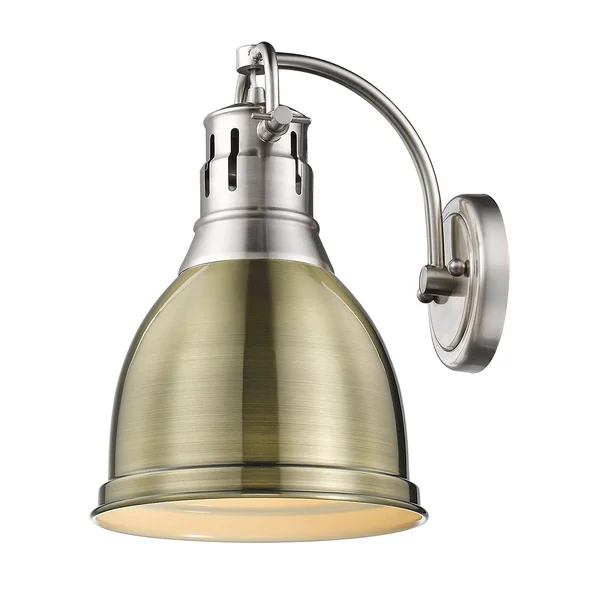 Golden Lighting 3602-1W BLK-AB Duncan 1-Light Wall Sconce in Matte Black