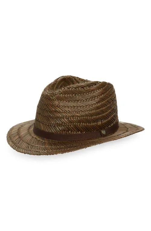 Brixton Messer Straw Fedora - Size Small in Toffee at Nordstrom
