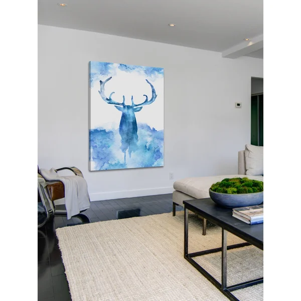 Marmont Hill - Blue Moose Painting Print on Wrapped Canvas, Blue