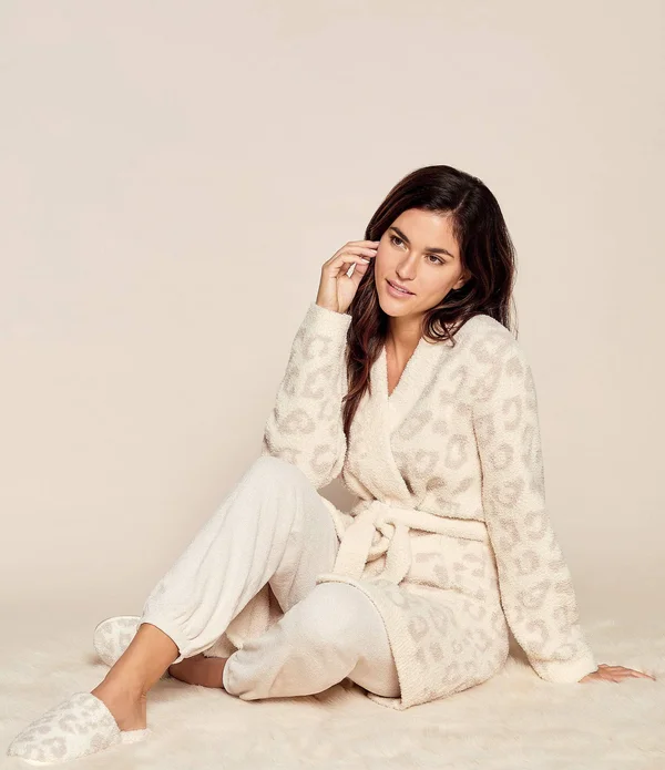 Barefoot Dreams CozyChic Barefoot in The Wild Robe, Cream/Stone, XL