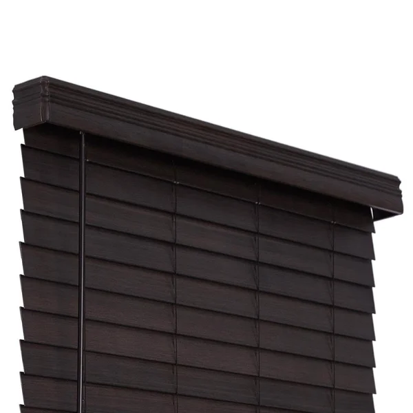 Allen + Roth 2.5-in Slat Width 62-in x 72-in Cordless Walnut Faux Wood Room Darkening Horizontal Blinds in Brown, DFHSD6672-62