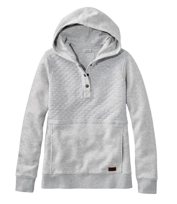 L.L.Bean Quilted Hooded Sweatshirt, Size X-Small in Light Gray Heather at Nordstrom