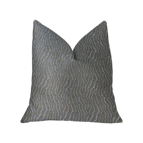 Plutus Dusky Veined Silver and Taupe Luxury Throw Pillow 16x22L x16x22W