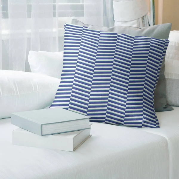 Porch & den Blaze Two-Tone Fractured Stripes Throw Pillow - 16 x 16 - Blue & Green - Polyester