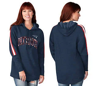 NFL Women's Double Team Tunic Pull-Over Hoodie, Size Medium, Patriots