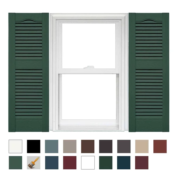 Mid America Open Louver Vinyl Shutters (1 Pair) - 14.5 x 43 028 Forest Green