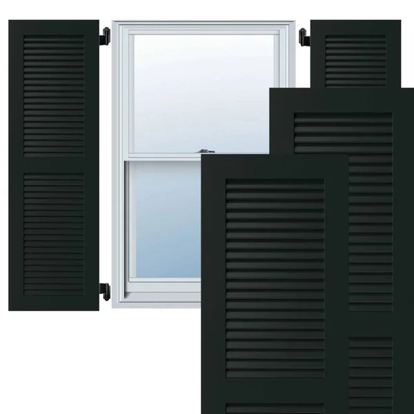 Ekena Millwork CWL18X025DGC 18x22W x 25x22H Exterior Composite Louvered Shutters (Per Pair) - Black Forest Green