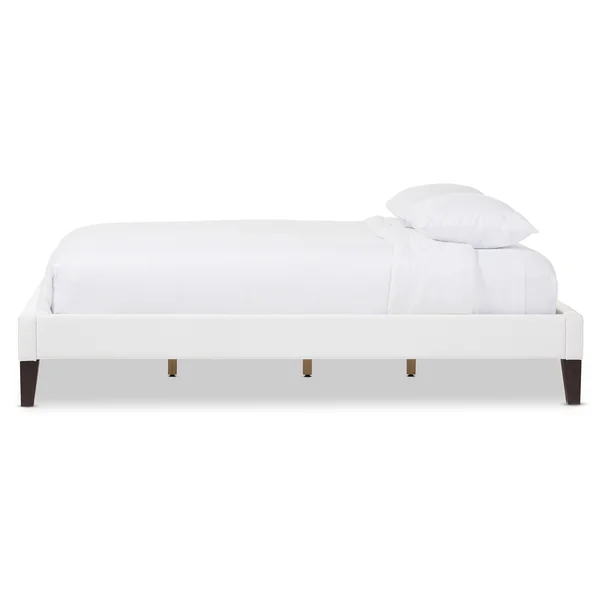 Baxton Studio Lancashire Modern White Faux Leather Platform Bed Queen