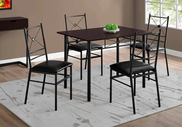63x22 x 76x22 x 102x22 Grey Black Foam Metal - 5pcs Dining Set