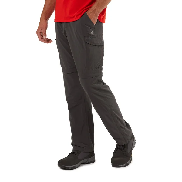 Craghoppers Mens NosiLife Convertible II Pants, 33R, Black Pepper