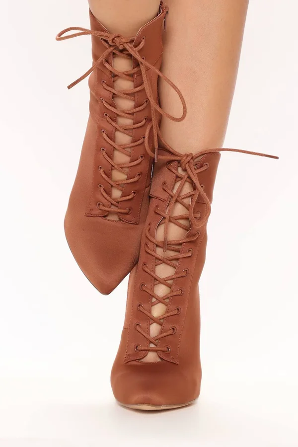 Womens Shine Bright Booties in Rust Size 6 by Fashion Nova