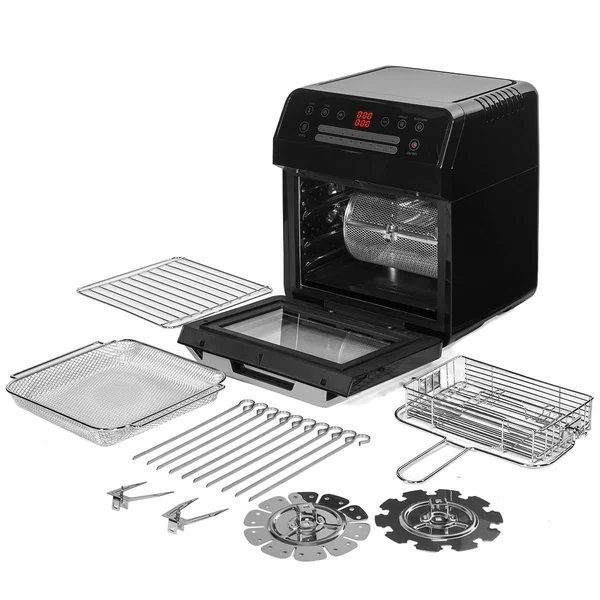 Barton Premium 1600W Electric Air Fryer Oven Cooker 16-Function Menu Setting LCD Display Black 99931W