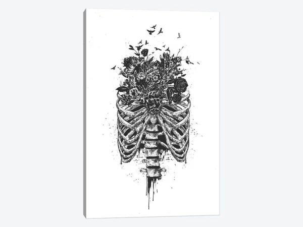 Balazs Solti Canvas Wall Decor Prints - New Life Black ( fantasy - Horror & sci-fi > Horror > Skeletons art)