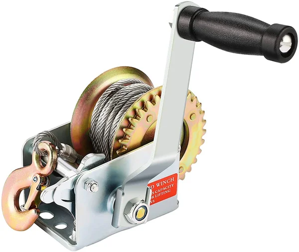 Aceshin Heavy Duty Hand Winch, 600lbs Hand Crank Strap Cable Gear Winch ATV Boat Trailer