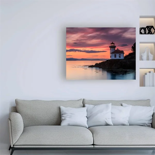Trademark Art Orange Sunset at Lime Kiln Lighthouse' Canvas Art