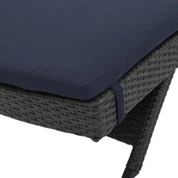Nassau Outdoor Grey Wicker Adjustable Chaise Lounge with Charcoal