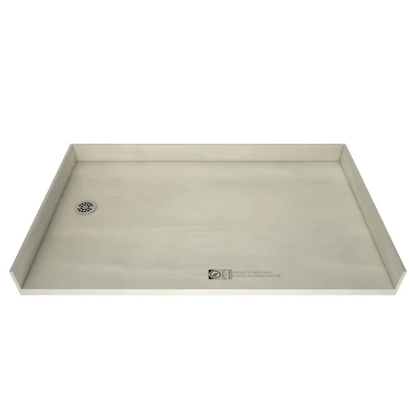 Tile Redi 3363LBF-PVC 33x22 x 63x22 Shower Base with Drain Plate Drain Location: Left