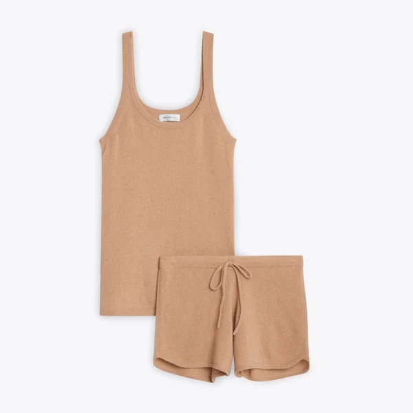 L Camel Cashmere Short Lounge Set - Italic